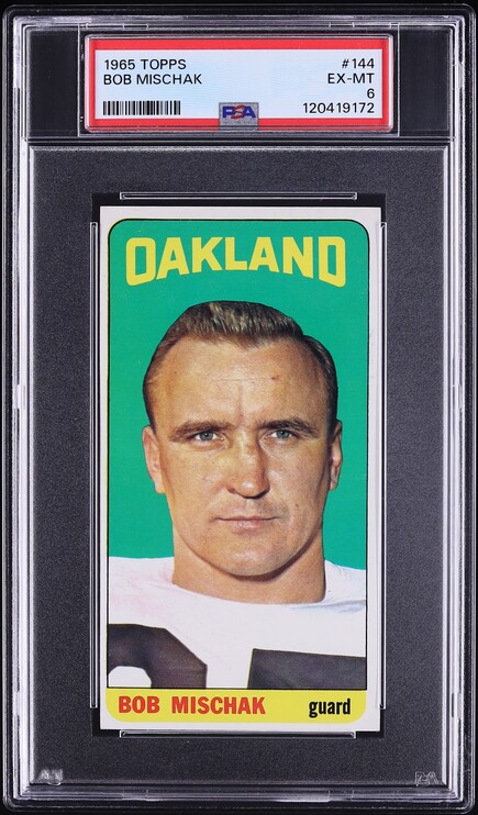 1965 Topps Football Bob Mischak SHORT PRINT #144 PSA 6 EXMT