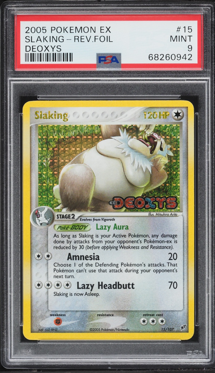 2005 Pokemon EX Deoxys Reverse Holo Slaking #15 PSA 9 MINT