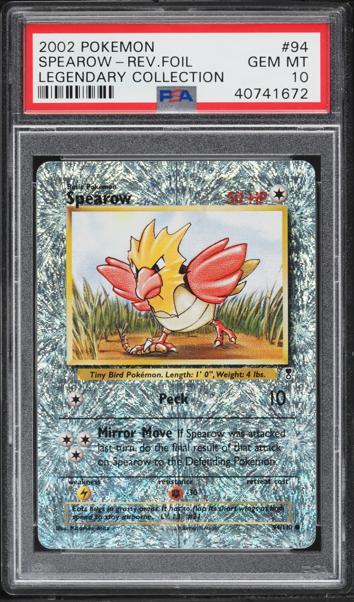 2002 Pokemon Legendary Collection Reverse Holo Spearow #94 PSA 10 GEM MINT