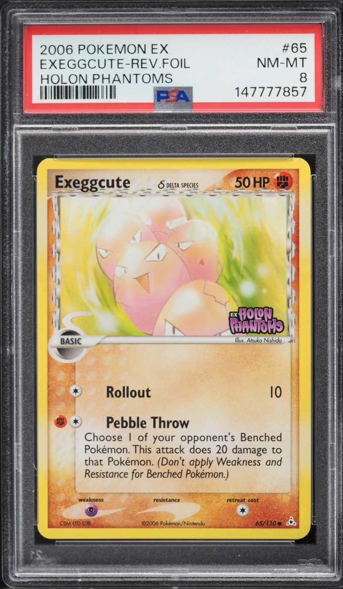 2006 Pokemon EX Holon Phantoms Reverse Holo Exeggcute #65 PSA 8 NM-MT
