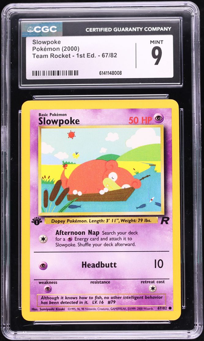 2000 Pokemon Team Rocket 1st Edition Slowpoke #67 CGC 9 MINT