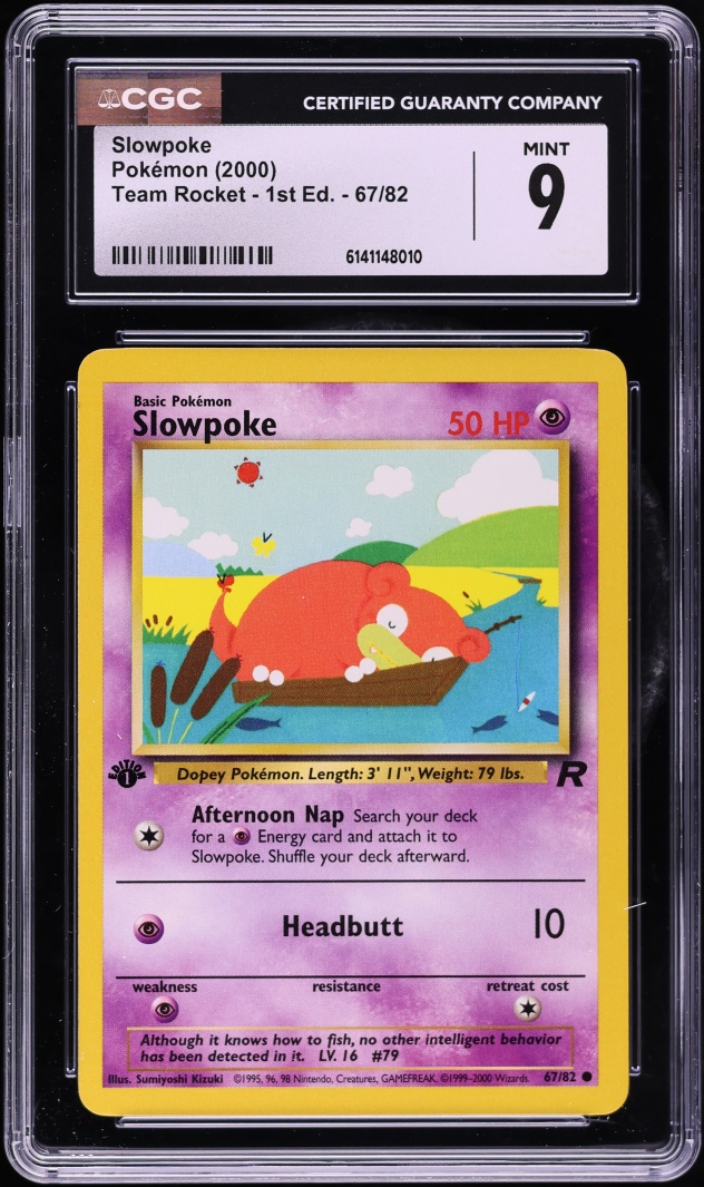 2000 Pokemon Team Rocket 1st Edition Slowpoke #67 CGC 9 MINT