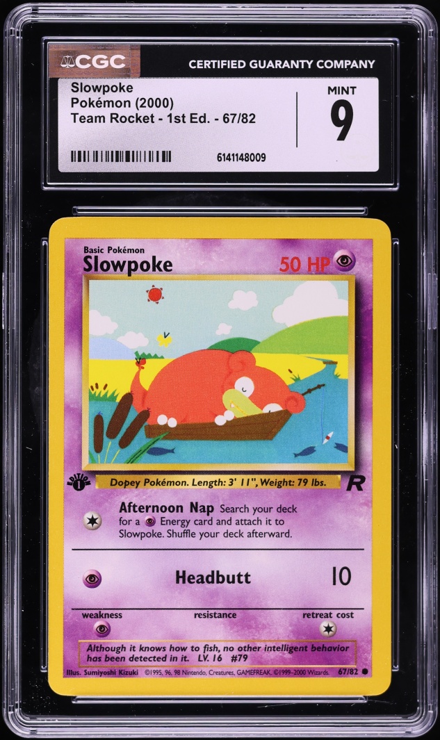 2000 Pokemon Team Rocket 1st Edition Slowpoke #67 CGC 9 MINT