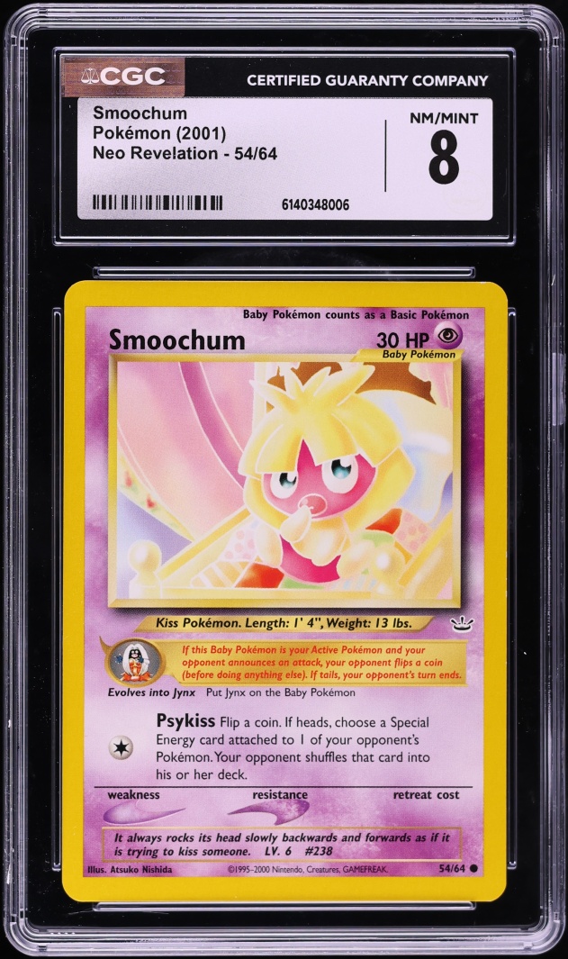 2001 Pokemon Neo Revelation Smoochum #54 CGC 8 NM-MT