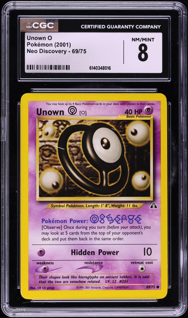 2001 Pokemon Neo Discovery Unown O #69 CGC 8 NM-MT