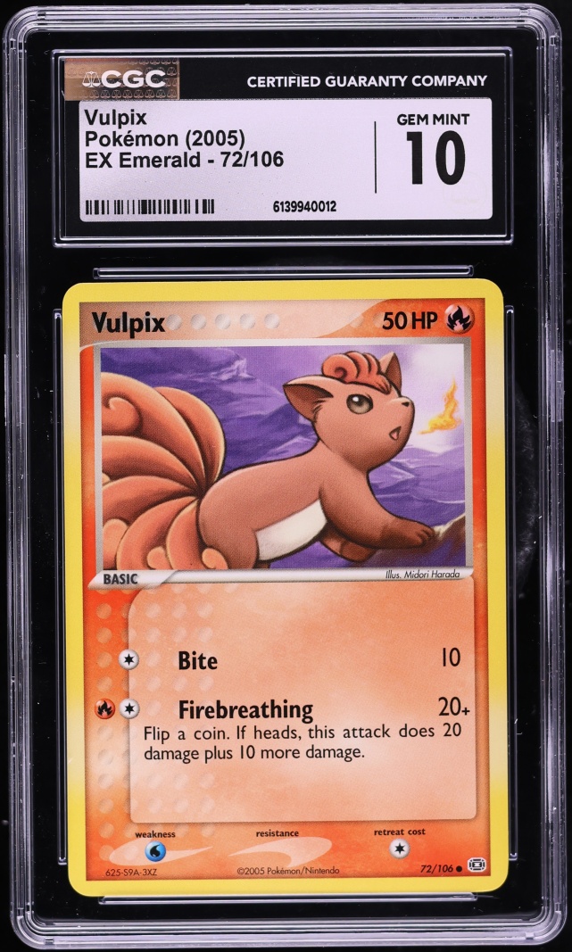 2005 Pokemon EX Emerald Vulpix #72 CGC 10 GEM MINT