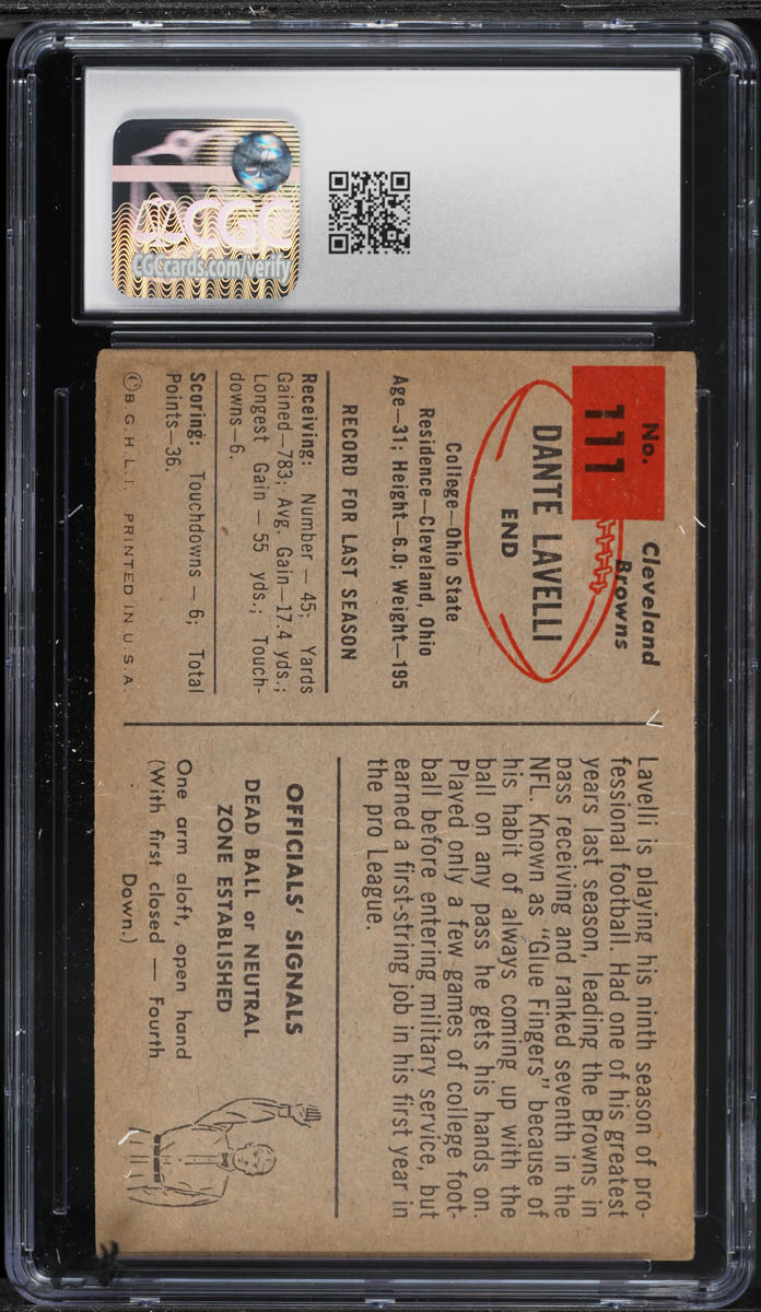 1954 Bowman Football Dante Lavelli #111 CGC 3 VG