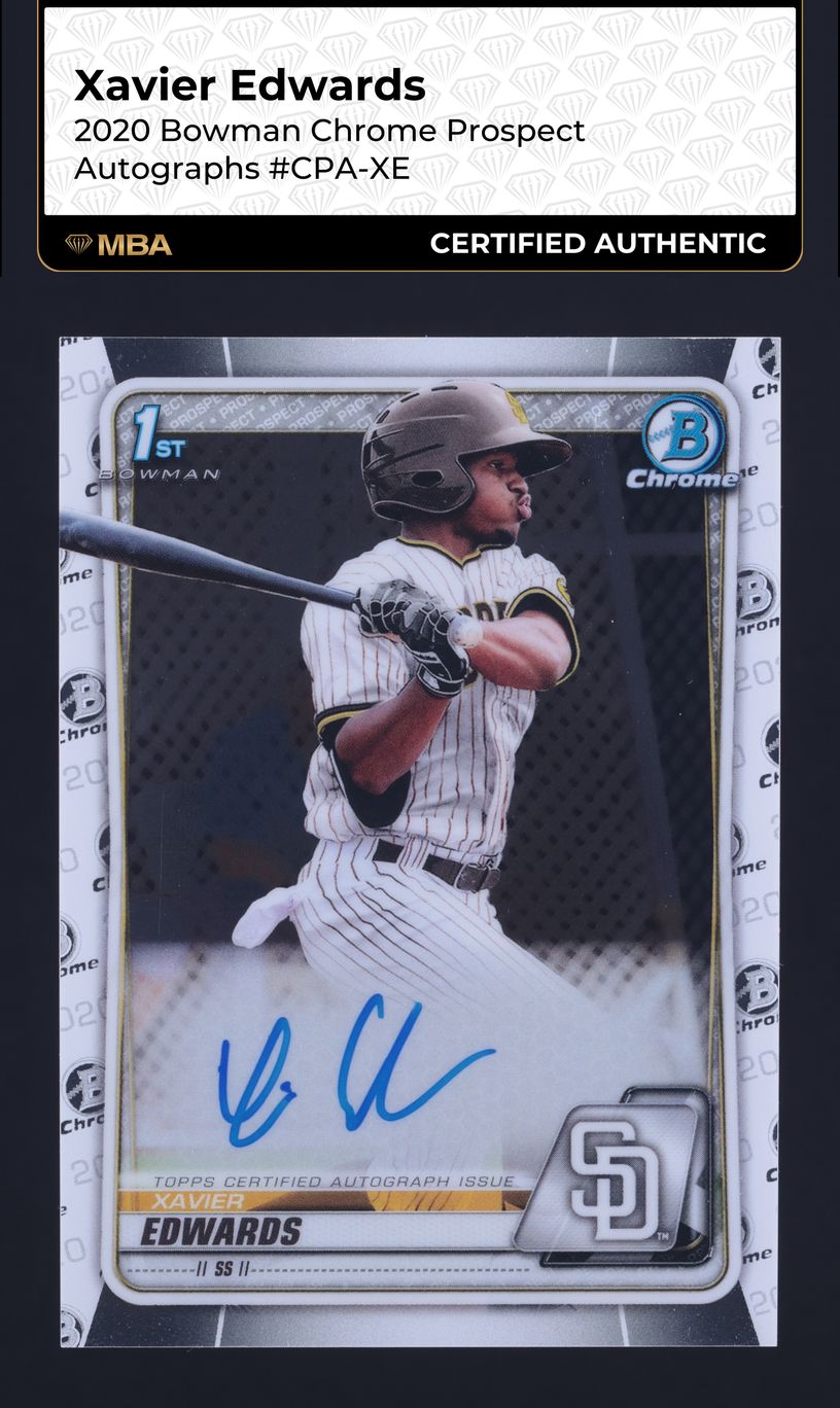 2020 Bowman Chrome Xavier Edwards PROSPECT AUTO #CPA-XE MBA AUTH