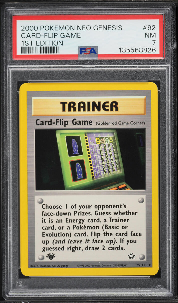 2000 Pokemon Neo Genesis 1st Edition Card-Flip Game #92 PSA 7 NRMT
