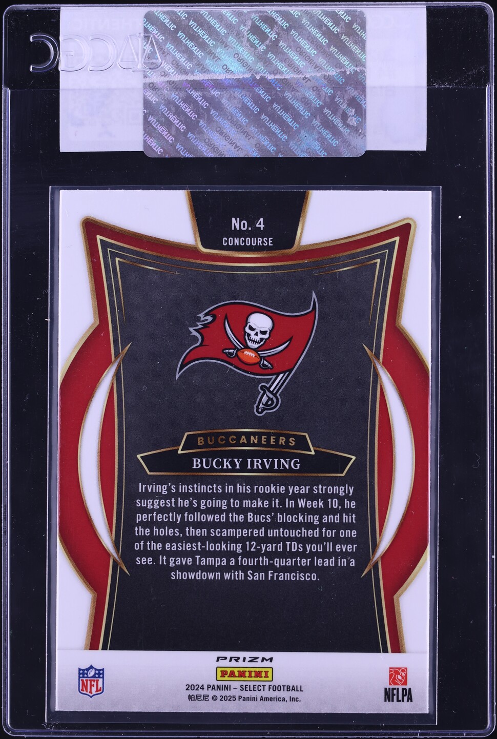 2024 Select Concourse Black & Red Shock Bucky Irving ROOKIE #4 CGC AUTH