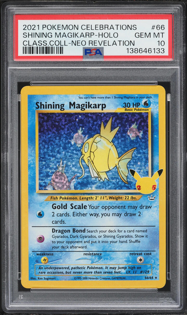 2021 Pokemon Sword & Shield Celebrations Classic Holo Shining Magikarp #66 PSA 10 GEM MINT