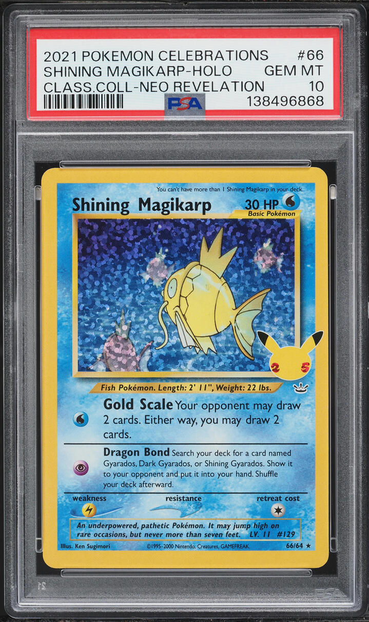 2021 Pokemon Sword & Shield Celebrations Classic Holo Shining Magikarp #66 PSA 10 GEM MINT