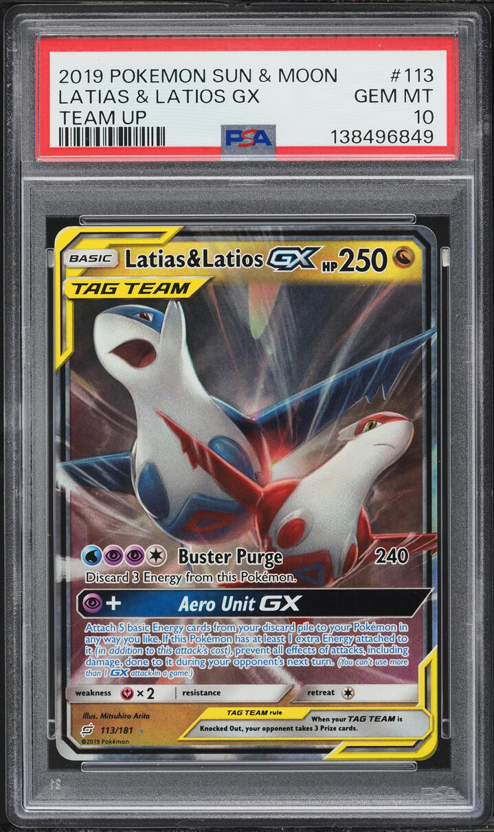2019 Pokemon Sun & Moon Team Up Latias & Latios GX #113 PSA 10 GEM MINT