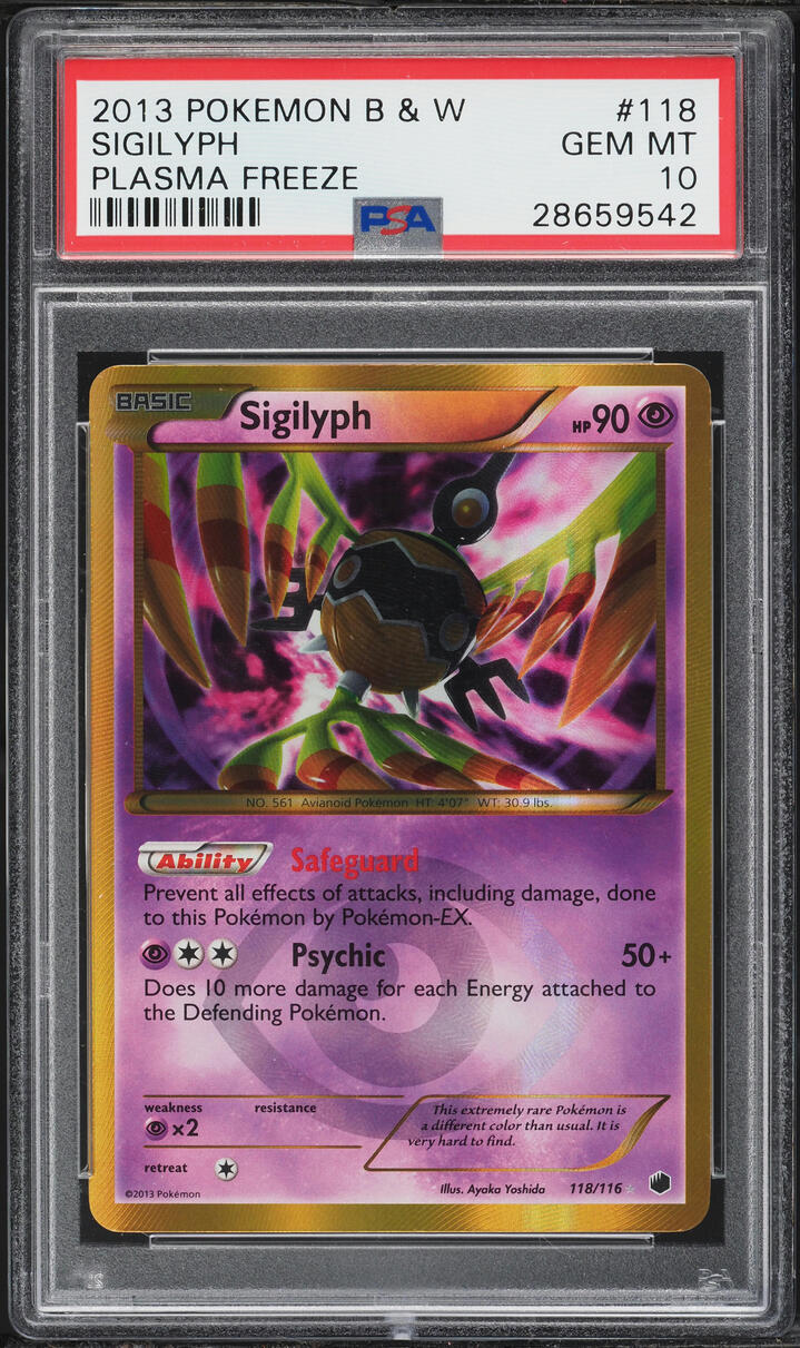 2013 Pokemon Black & White Plasma Freeze SER Sigilyph #118 PSA 10 GEM MINT