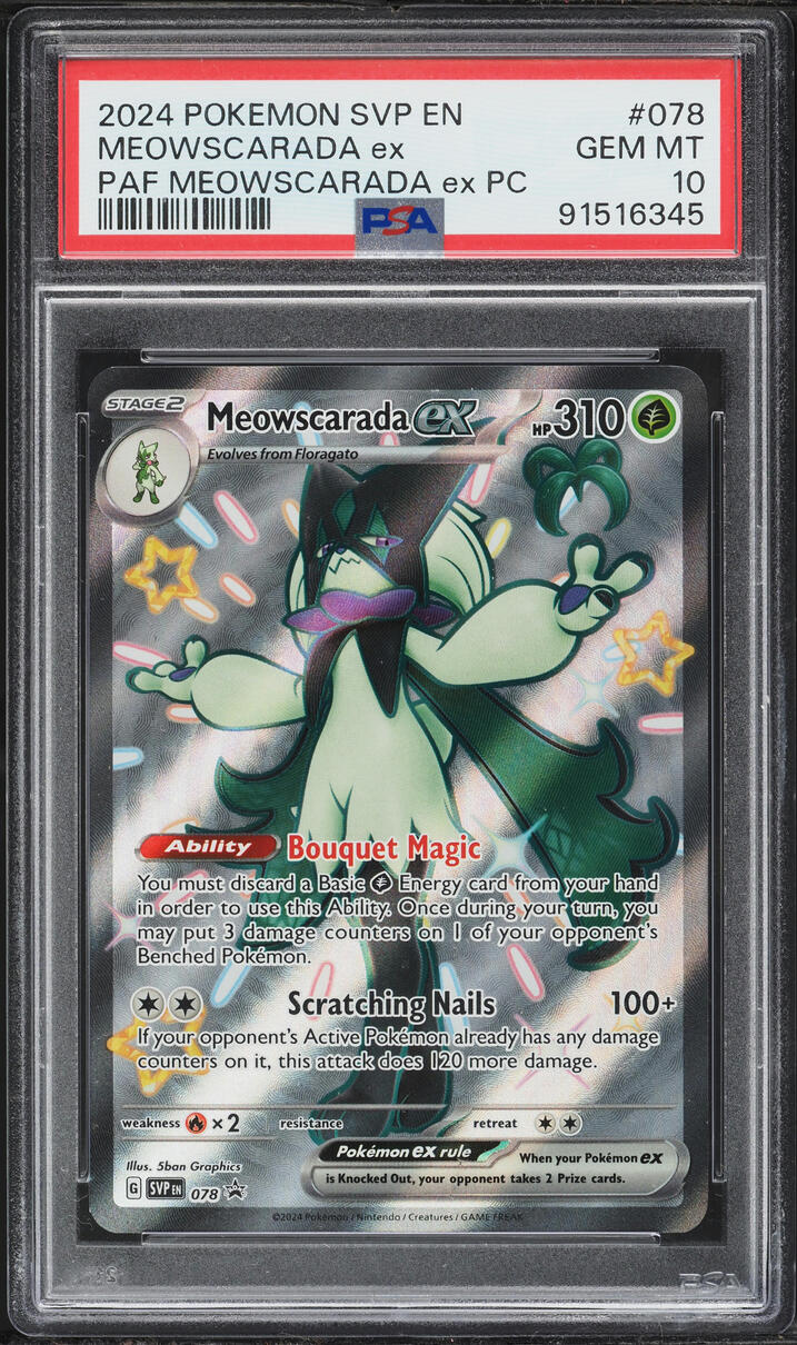 2024 Pokemon SV Black Star Promo Ex PC Meowscarada Ex #078 PSA 10 GEM MINT
