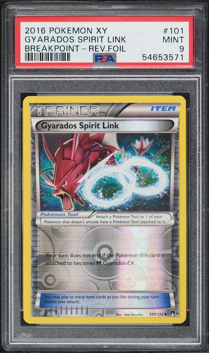 2016 Pokemon XY Breakpoint Reverse Holo Gyarados Spirit Link #101 PSA 9 MINT