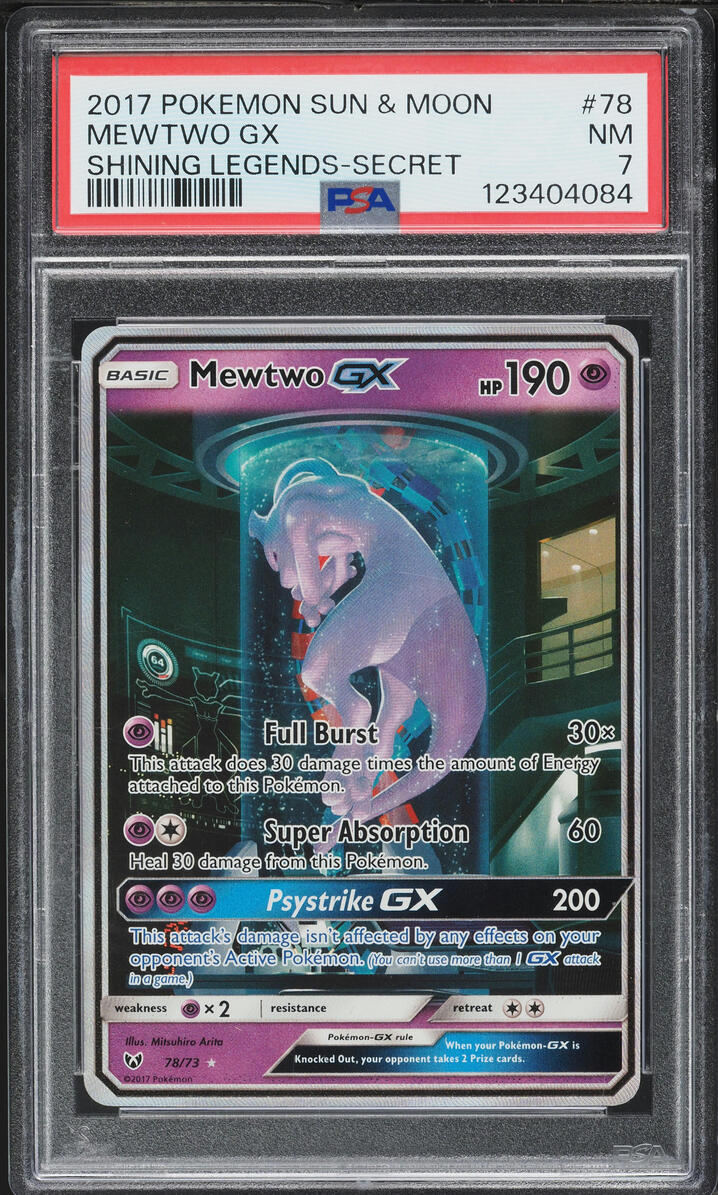 2017 Pokemon Sun & Moon Shining Legends Holo Mewtwo GX #78 PSA 7 NRMT
