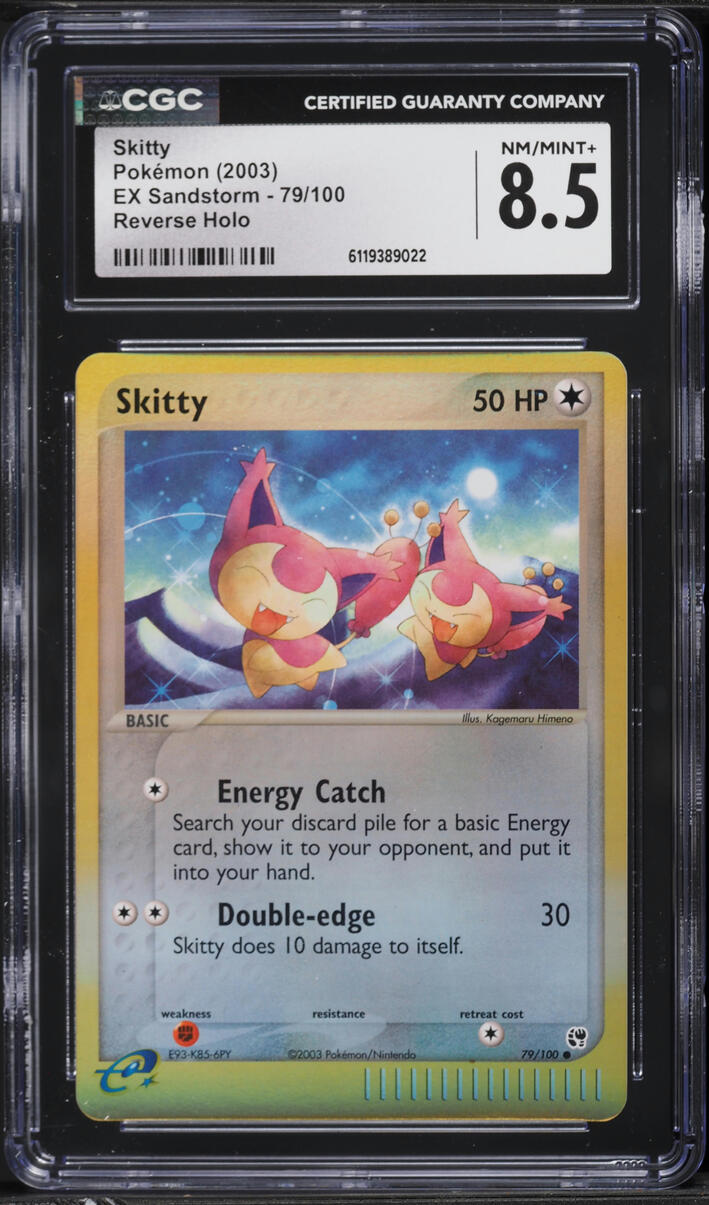 2003 Pokemon EX Sandstorm Reverse Holo Skitty #79 CGC 8.5 NM-MT+