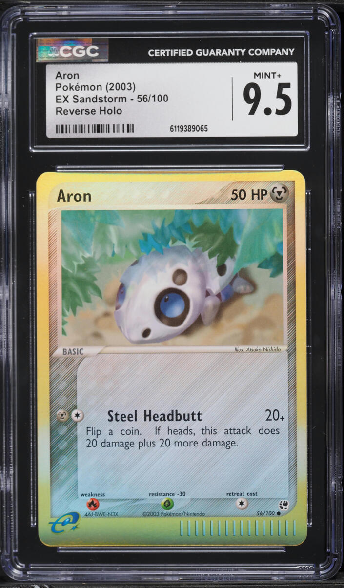 2003 Pokemon EX Sandstorm Reverse Holo Aron #56 CGC 9.5 MINT+