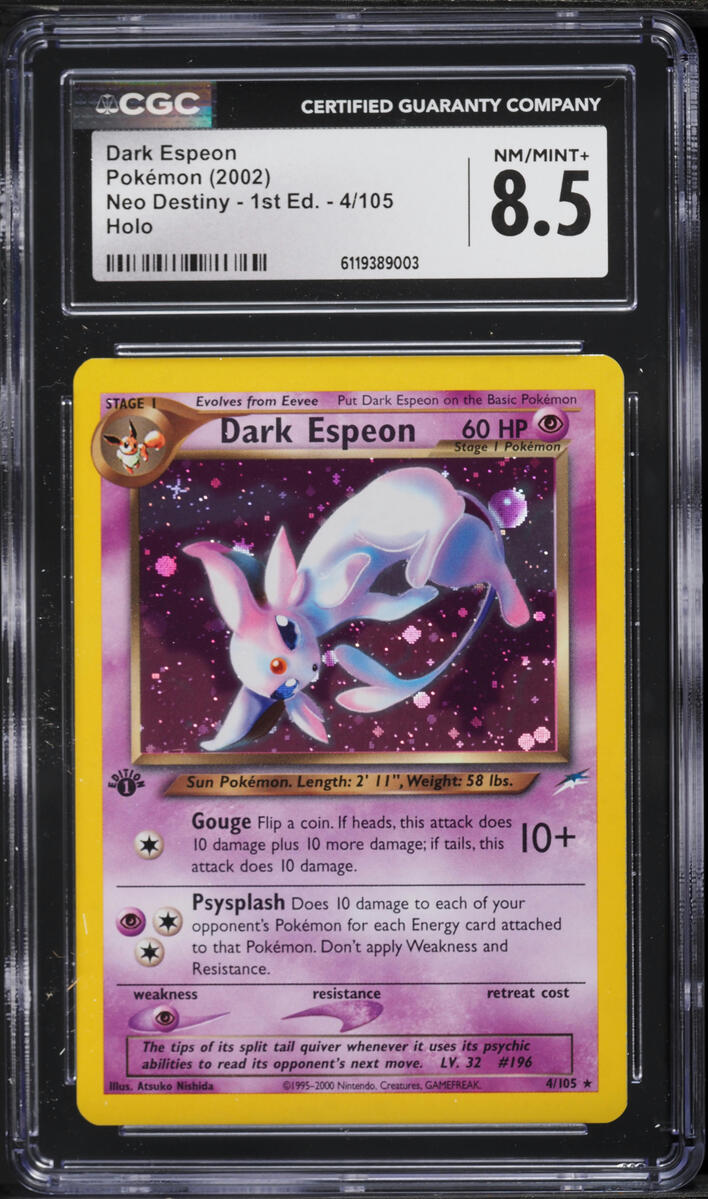 2002 Pokemon Neo Destiny 1st Edition Holo Dark Espeon #4 CGC 8.5 NM-MT+