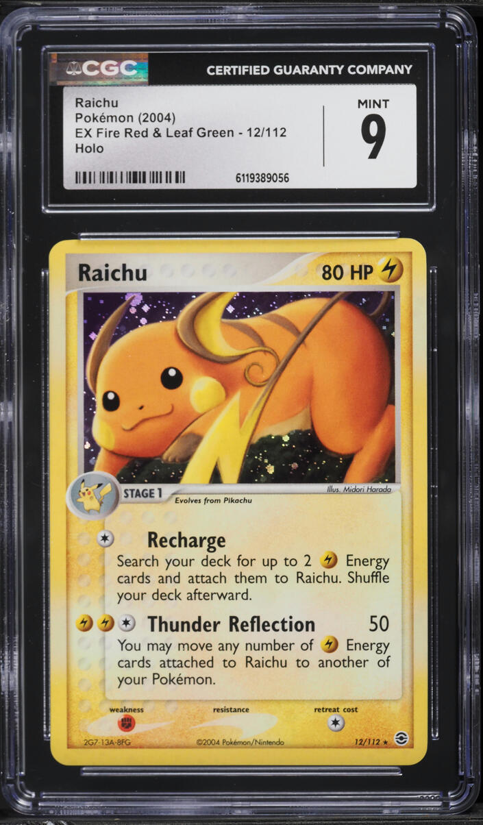 2004 Pokemon EX Fire Red & Leaf Green Holo Raichu #12 CGC 9 MINT