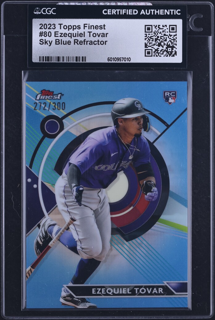 2023 Finest Sky Blue Refractor Ezequiel Tovar ROOKIE /300 #80 CGC AUTH