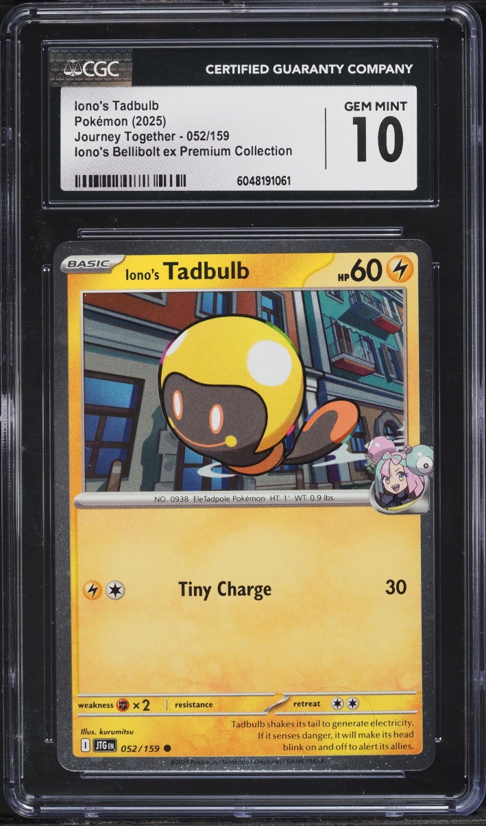 2025 Pokemon SV Journey Together ex Premium Collection Iono's Tadbulb #52 CGC 10 GEM MINT