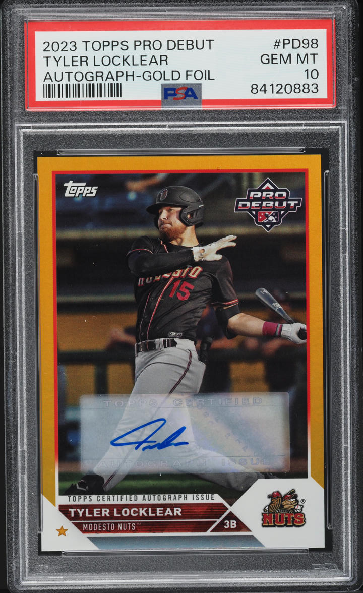 2023 Topps Pro Debut Gold Foil Tyler Locklear PROSPECT AUTO /50 #PD98 PSA 10 GEM