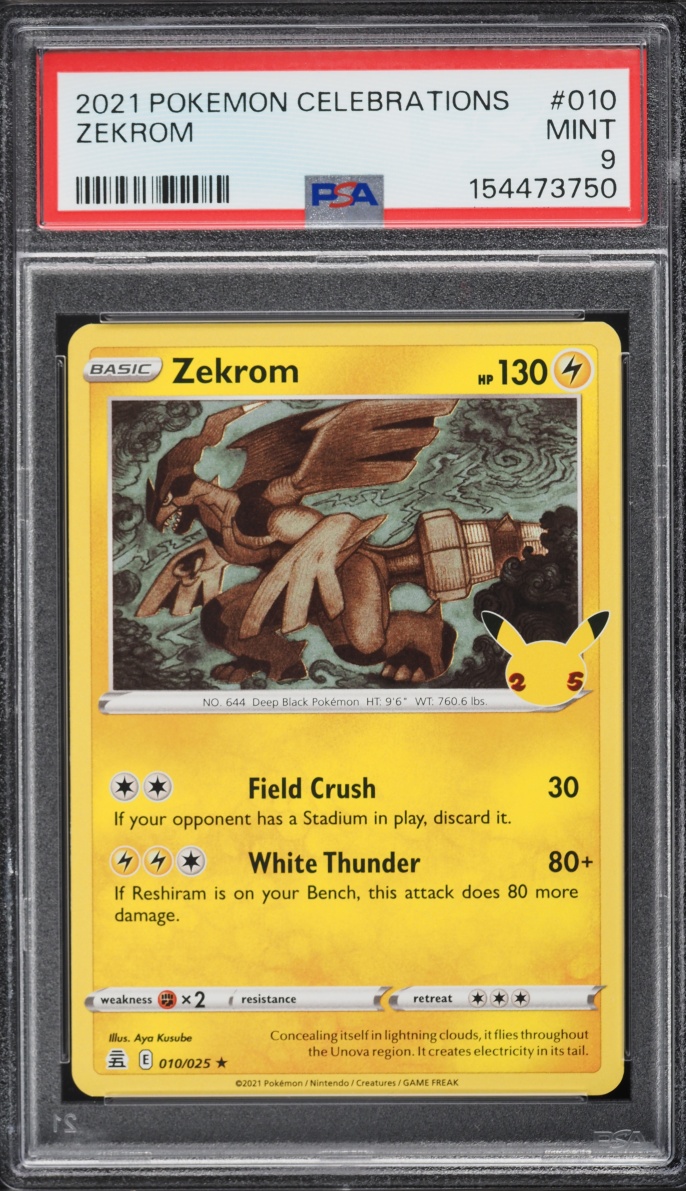 2021 Pokemon Sword & Shield Celebrations Holo Zekrom #10 PSA 9 MINT