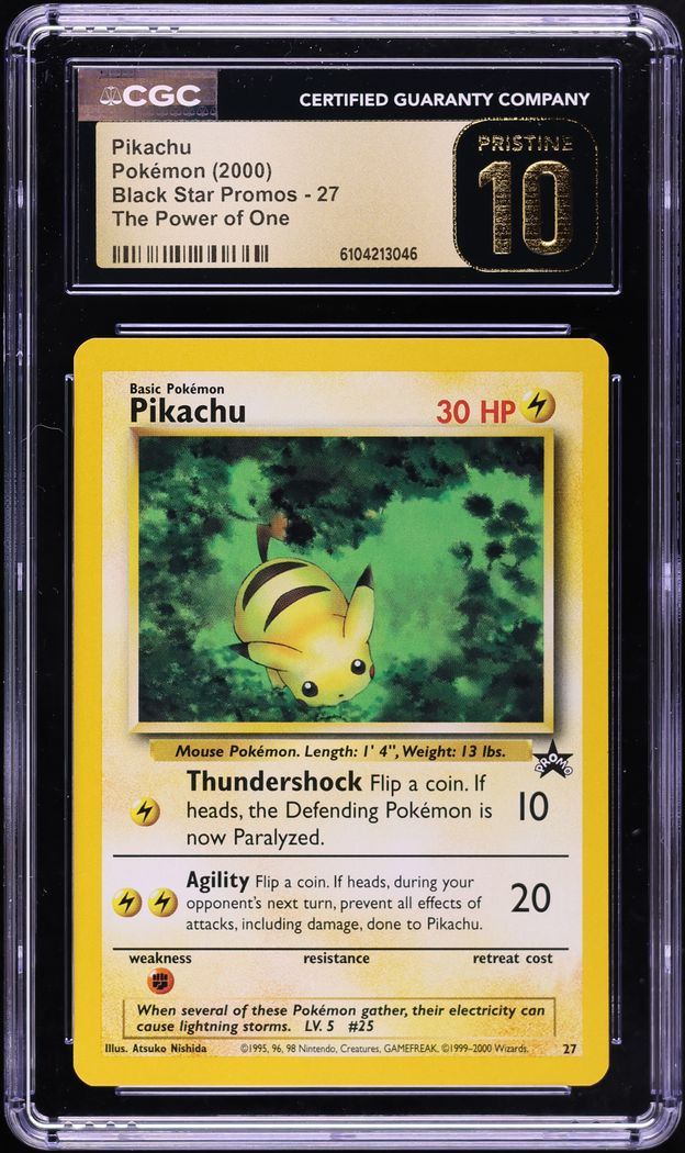 2000 Pokemon Black Star Promo The Power Of One Pikachu #27 CGC 10 PRISTINE