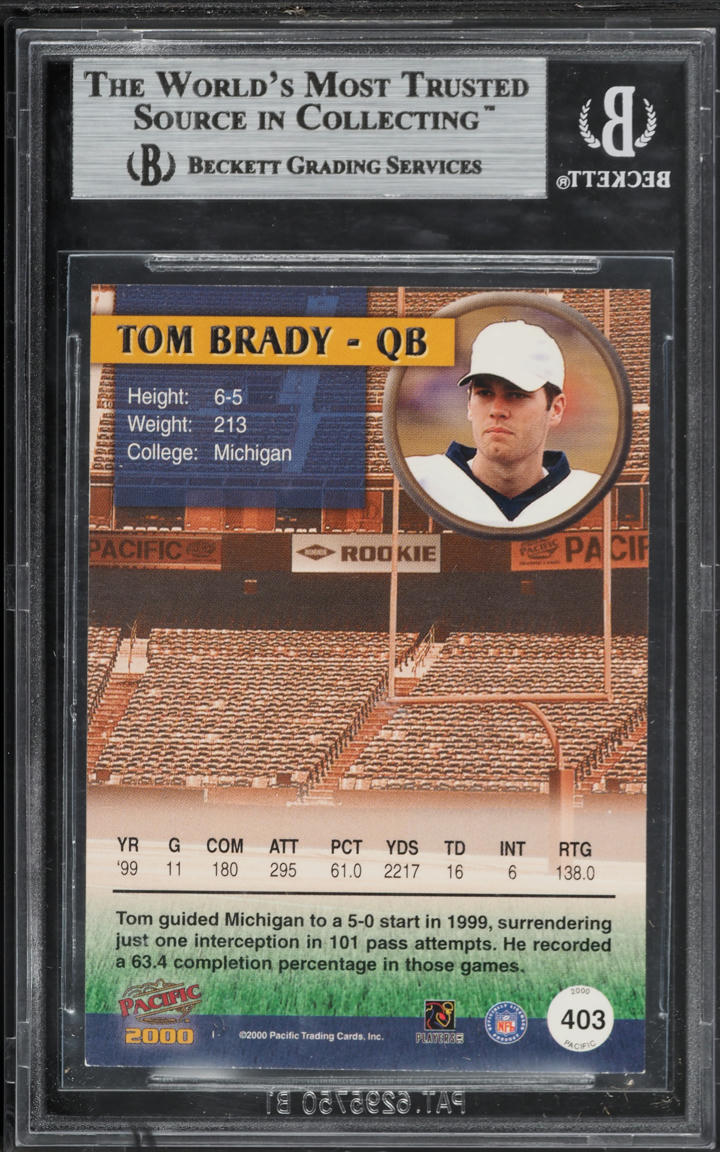 2000 Pacific Football Tom Brady ROOKIE #403 BGS 9 MINT