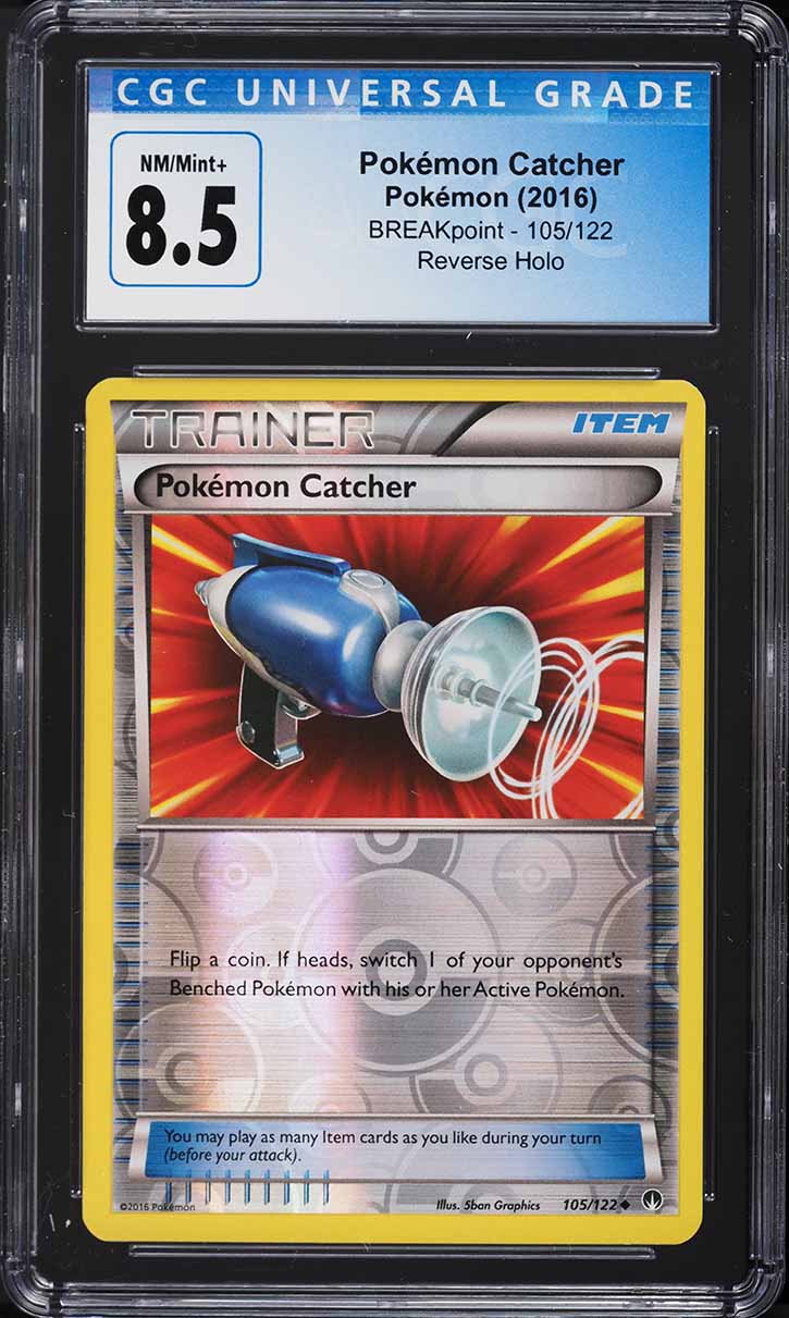 2016 Pokemon XY BREAKpoint Reverse Holo Pokemon Catcher #105 CGC 8.5 NM-MT+