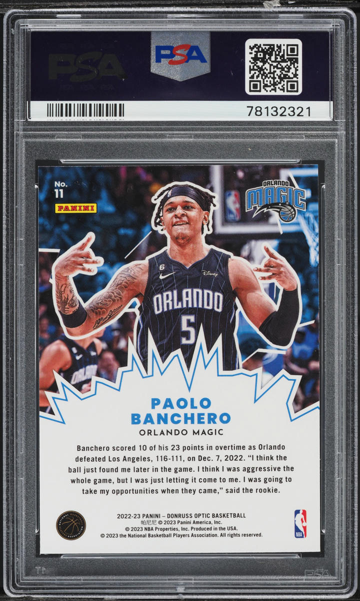 2022 Donruss Optic My House! Paolo Banchero ROOKIE #11 PSA 9 MINT