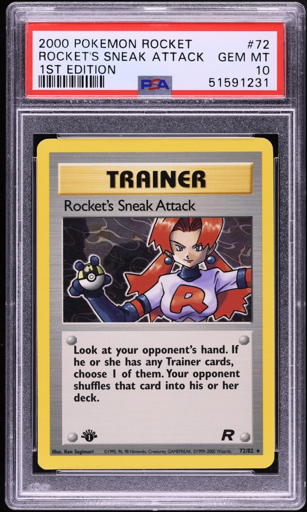 2000 Pokemon Team Rocket 1st Edition Rocket's Sneak Attack #72 PSA 10 GEM MINT