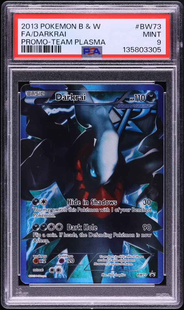 2013 Pokemon Black & White Black Star Promo Team Plasma Full Art Darkrai #BW73 PSA 9 MINT