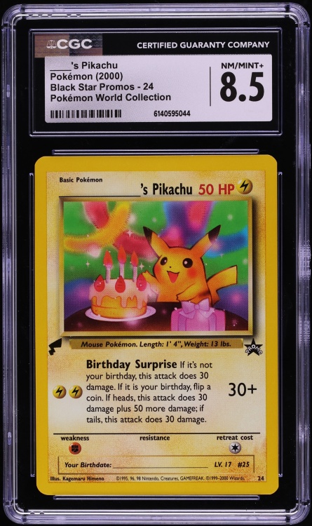 2000 Pokemon Black Star Promo World Collection Birthday Pikachu #24 CGC 8.5 NM-MT+