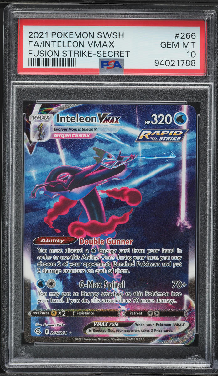 2021 Pokemon Sword & Shield Fusion Strike Alt Art Inteleon VMAX #266 PSA 10 GEM MINT