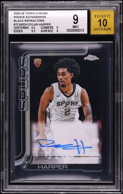 2025 Topps Chrome Black Refractor Dylan Harper ROOKIE AUTO /10 #TCAR-DH BGS 9 MINT