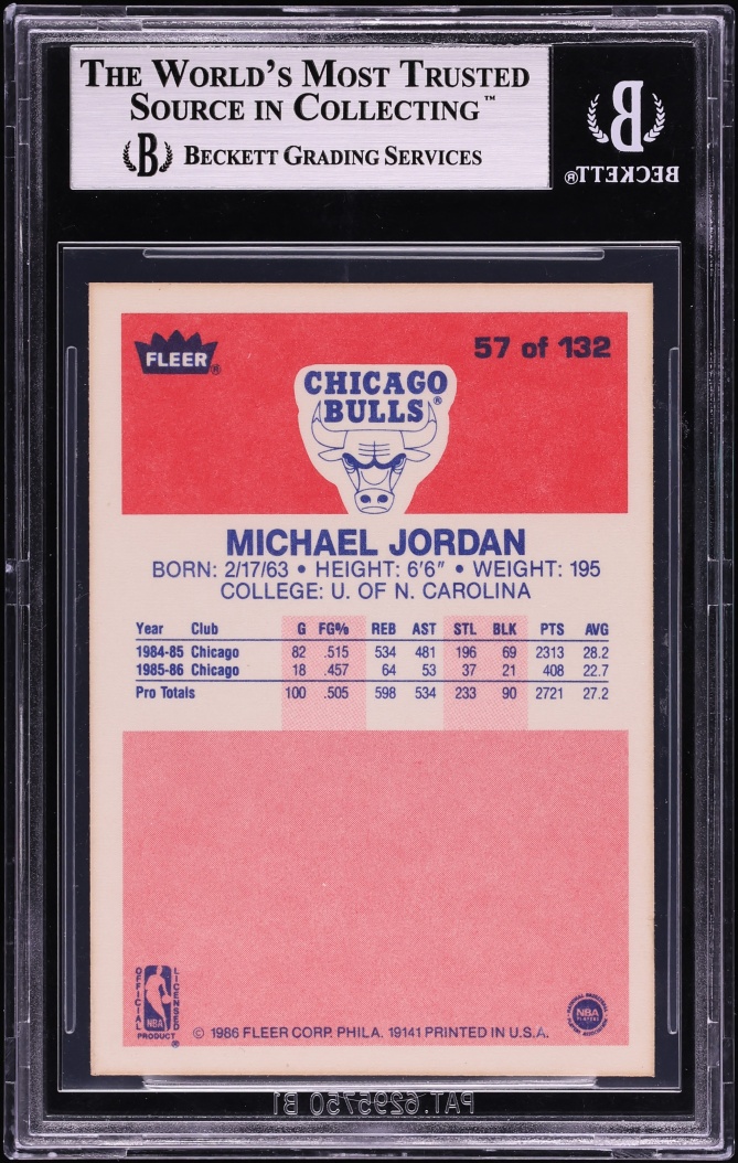 1986 Fleer Basketball Michael Jordan ROOKIE #57 BGS 8.5 NM-MT+