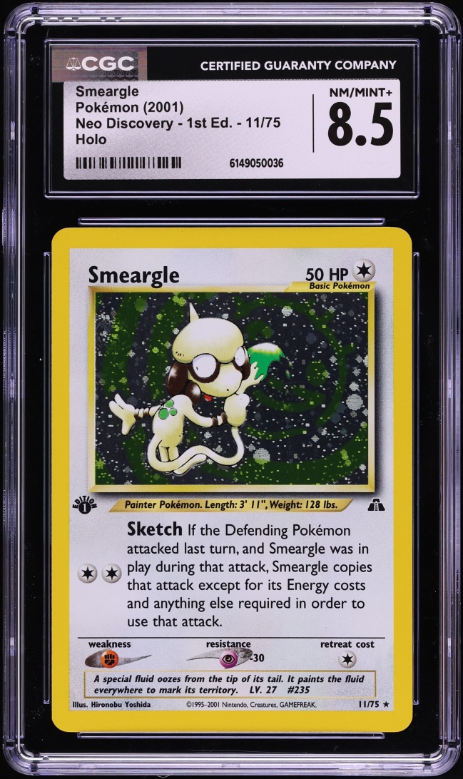 2001 Pokemon Neo Discovery 1st Edition Holo Smeargle #11 CGC 8.5 NM-MT+