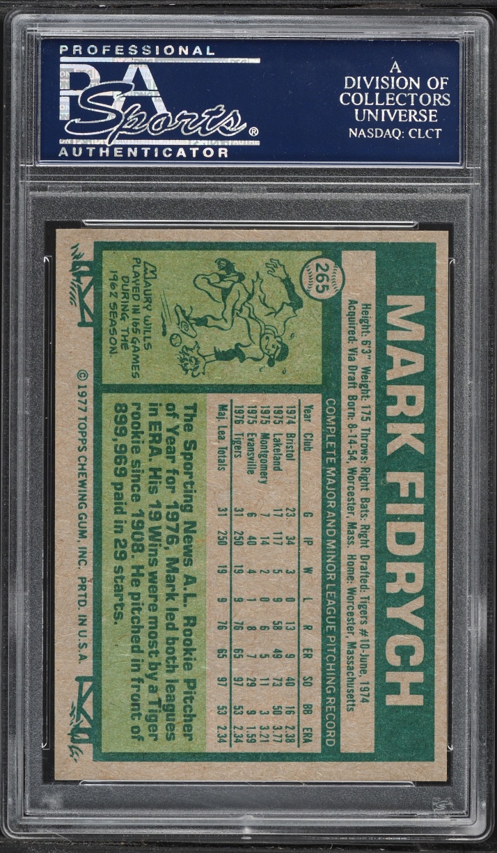 1977 Topps Mark Fidrych ROOKIE #265 PSA 8 NM-MT