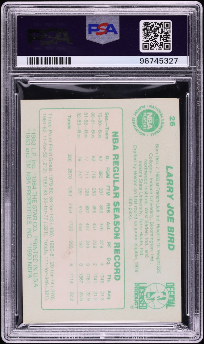 1983 Star Basketball Larry Bird #26 PSA 8 NM-MT