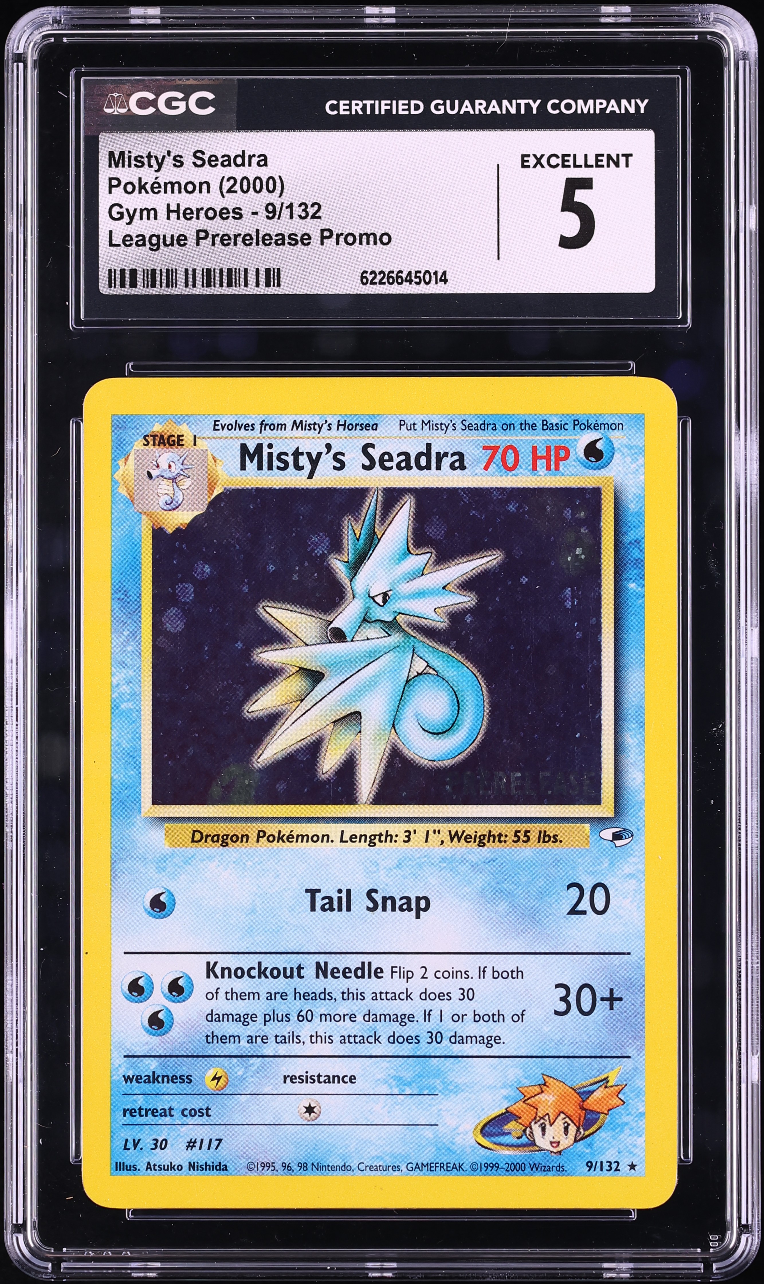 2000 Pokemon Gym Heroes League Prerelease Promo Holo Misty's Seadra #9 CGC 5 EX