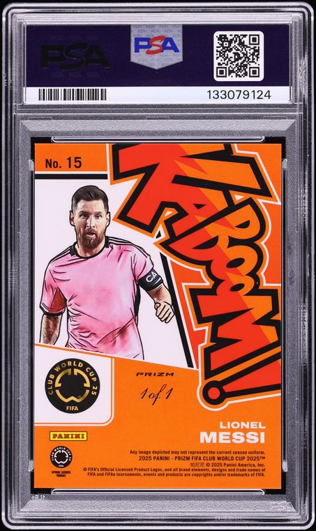 2025 Panini Prizm FIFA Club World Cup Kaboom! Green Lionel Messi 1/1 #15 PSA 8 NM-MT
