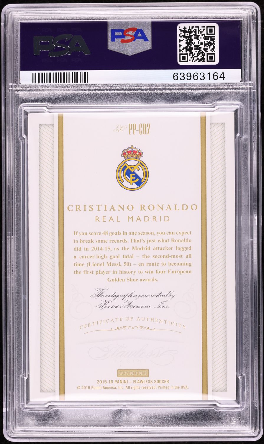 2016 Panini Flawless Pitch Perfect Cristiano Ronaldo AUTO DNA 10 /25 PSA 8  NM-MT on Fanatics Collect