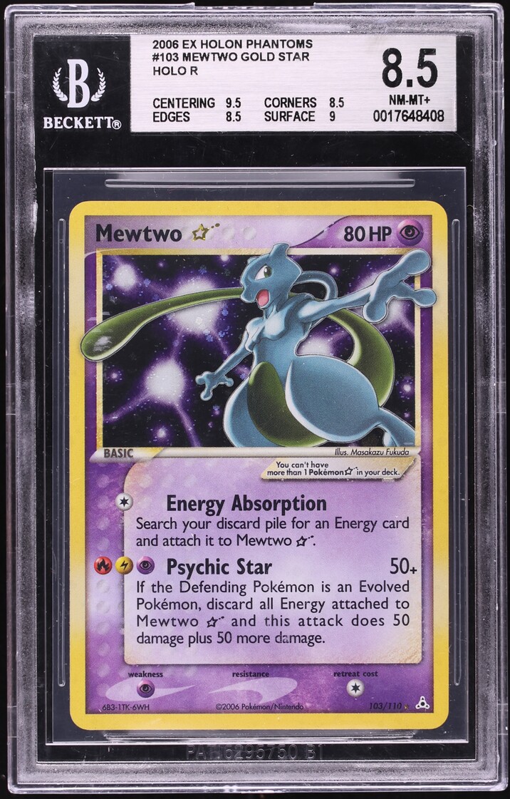 2006 Pokemon EX Holon Phantoms Holo Mewtwo Gold Star #103 BGS 8.5 NM-MT+