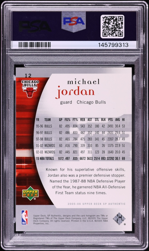 2005 SP Authentic Michael Jordan #12 PSA 9 MINT