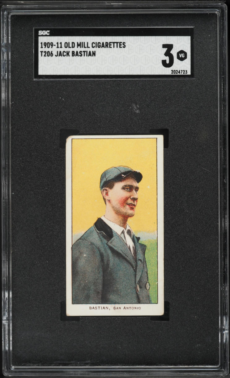 1909-11 T206 Jack Bastian SOUTHERN LEAGUER, OLD MILL SGC 3 VG