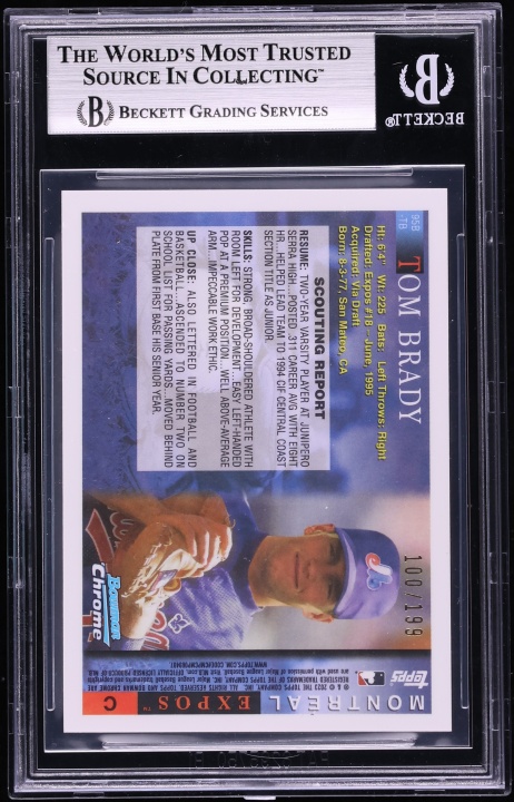 2023 Bowman Chrome Draft '95 Aqua Lava Refractors Tom Brady /199 #95BTB BGS 8.5 NM-MT+