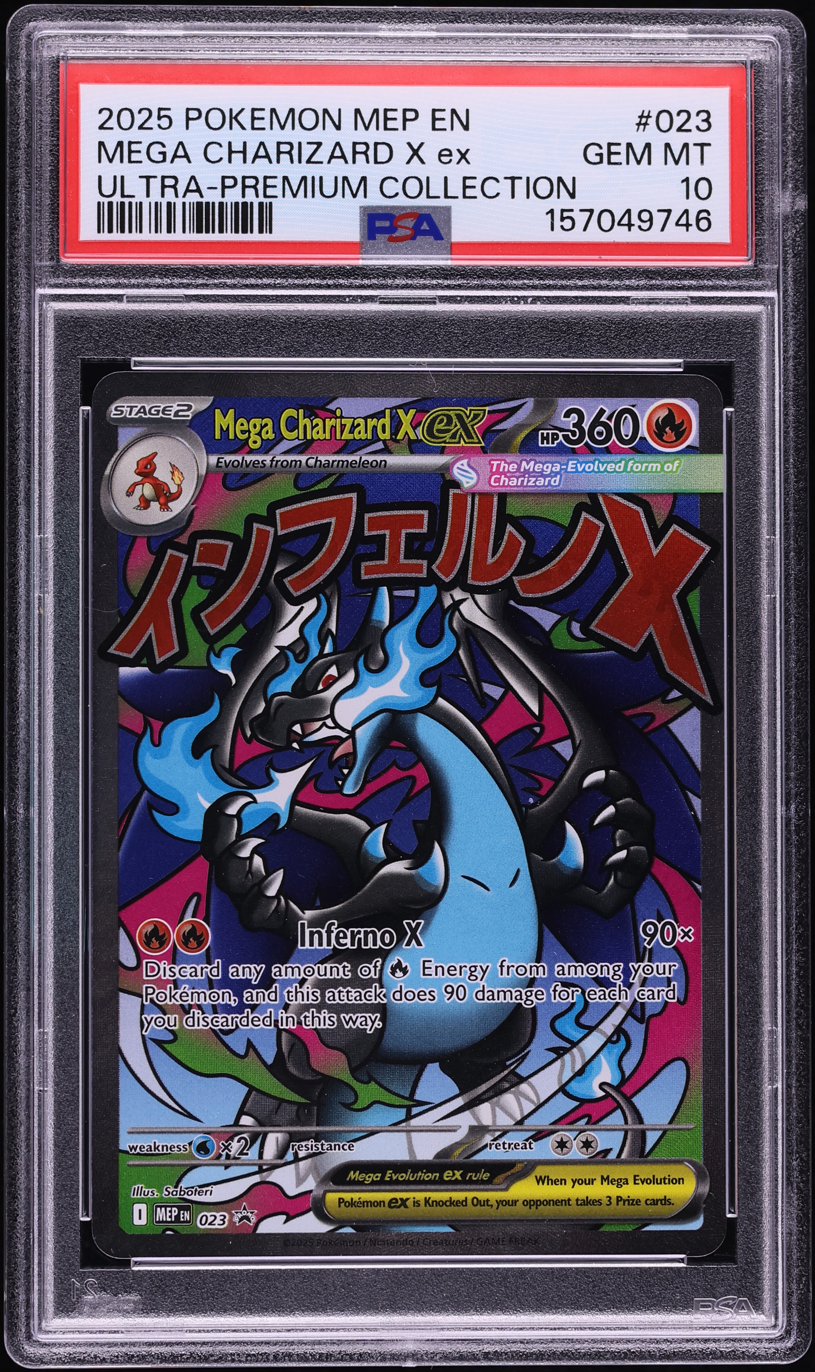 2025 Pokemon Mega Evolution Promo Ultra Premium Full Art Mega Charizard X ex #23 PSA 10 GEM